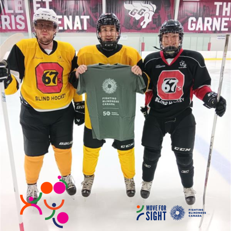 MOVE FOR SIGHT participants playing blind hockey