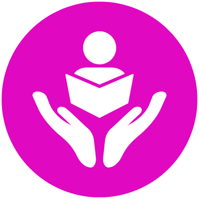 person reading with hands supporting them icon