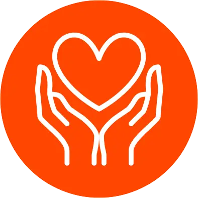 hands with heart icon